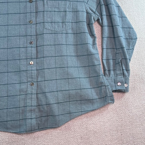 L.L. Bean Women's Large Cotton Button Front Shirt Blue Grid Windowpane - Picture 6 of 11